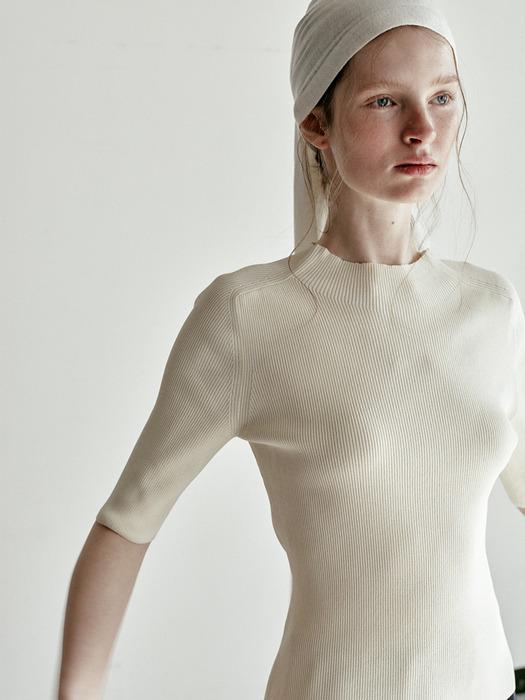 MOCKNECK SLEEVE KNIT TOP [IVORY]