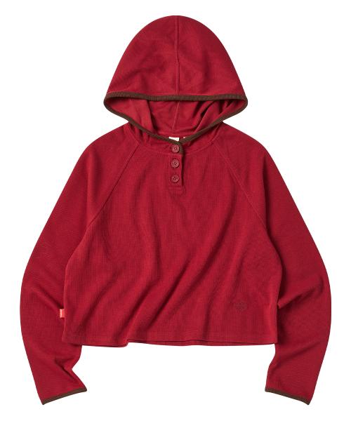 W LAYERED HOOD T-SHIRT [RED]