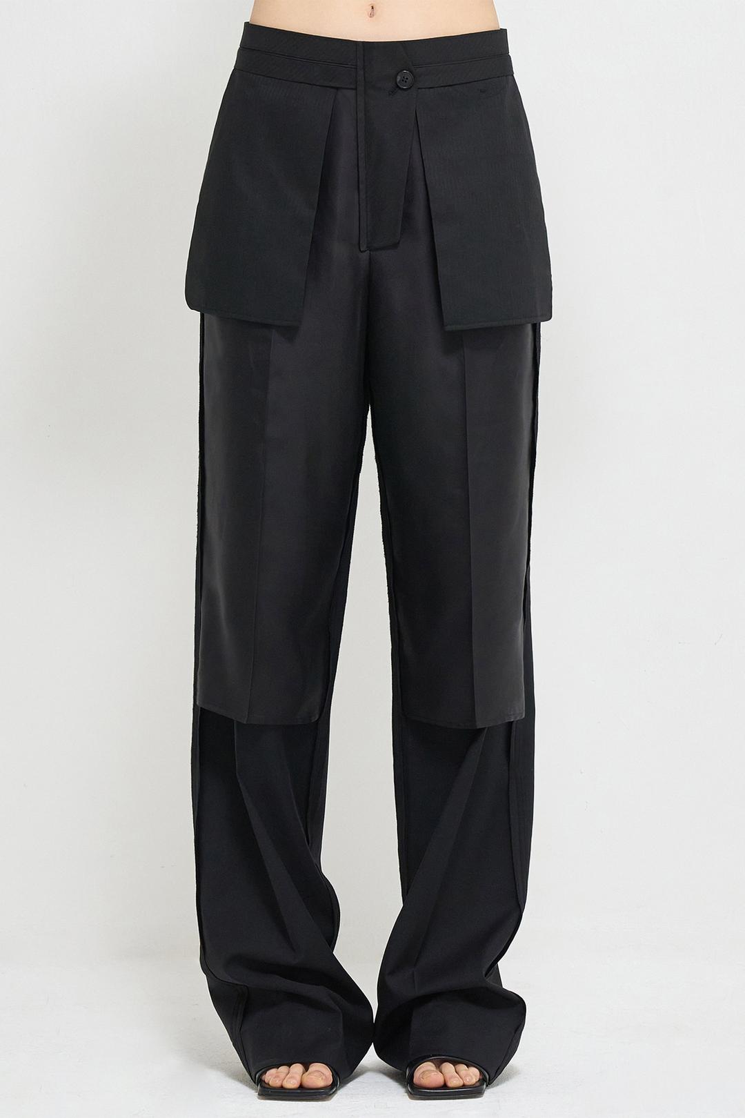 Inside-out wool trousers - BLACK / S
