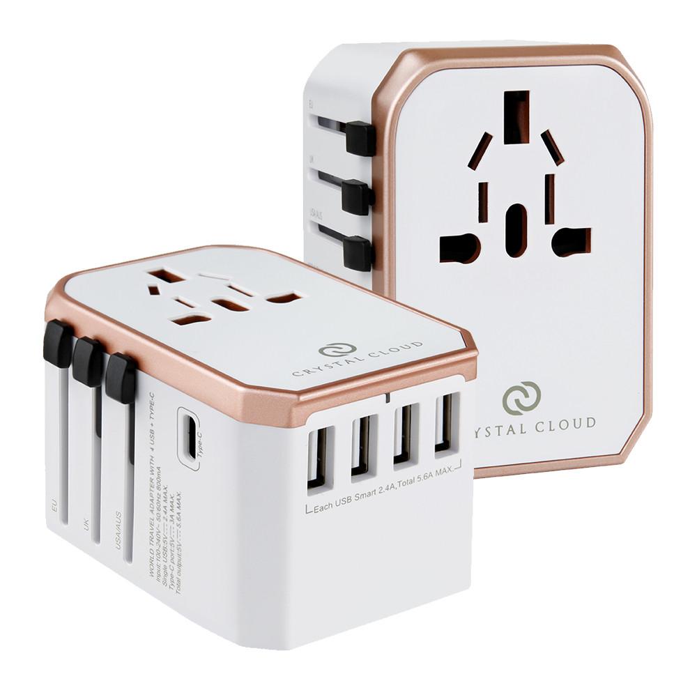 크리스탈클라우드 5포트 USB 5.6A 전세계 여행용 해외 멀티 플러그 어댑터 돼지코 콘센트 CC-305Plus