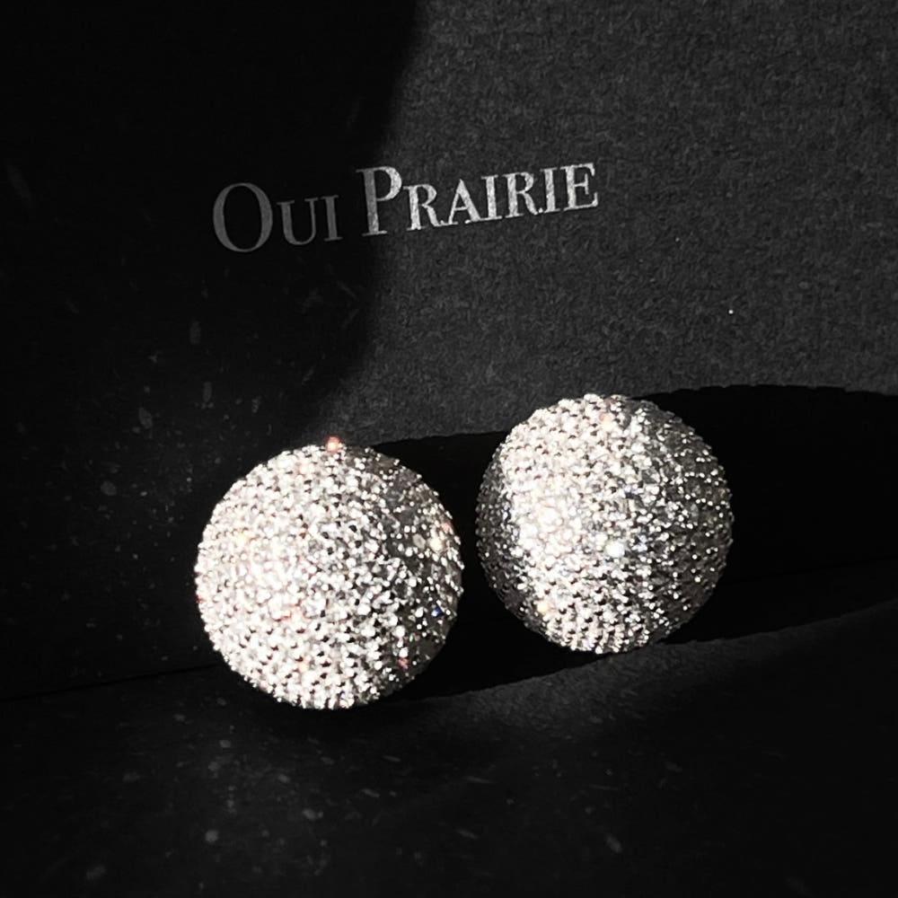 [위프레리] 2컬러 실버 5A 파베 볼 귀걸이, Silver 5A Pave Ball Earrings