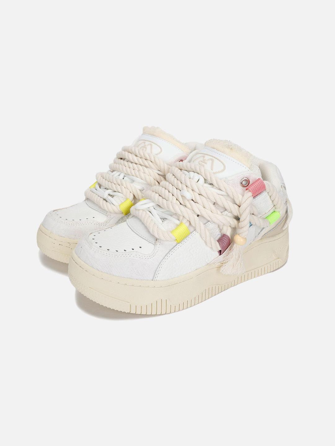 Lace Tassel Shoelace Skate Shoes - White / 35