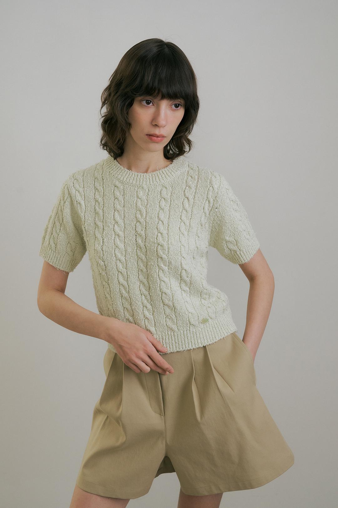 CABLE CROP KNIT, MELON
