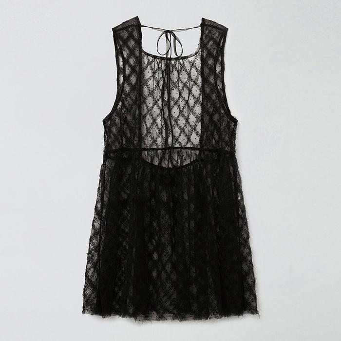 [29EDITION] SHEER LACE ORGANZA DRESS_BLACK