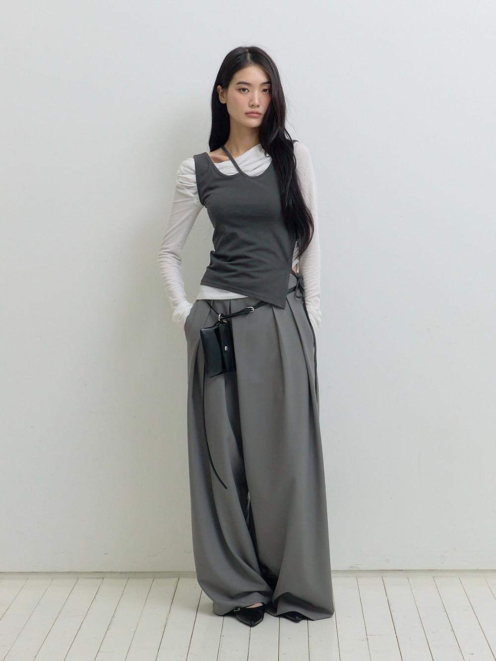 (MADE) 헤일라 랩 핀턱 와이드 슬랙스 [grey]