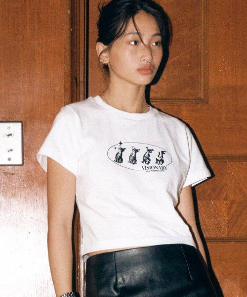 VSW Crop Cat T-Shirts White