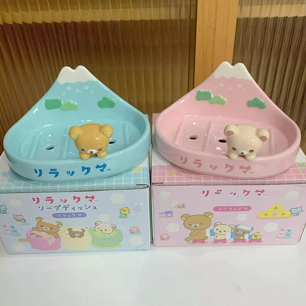 리락쿠마 코리락쿠마 귀여운 세라믹 비누 접시 받침대 욕실용품
