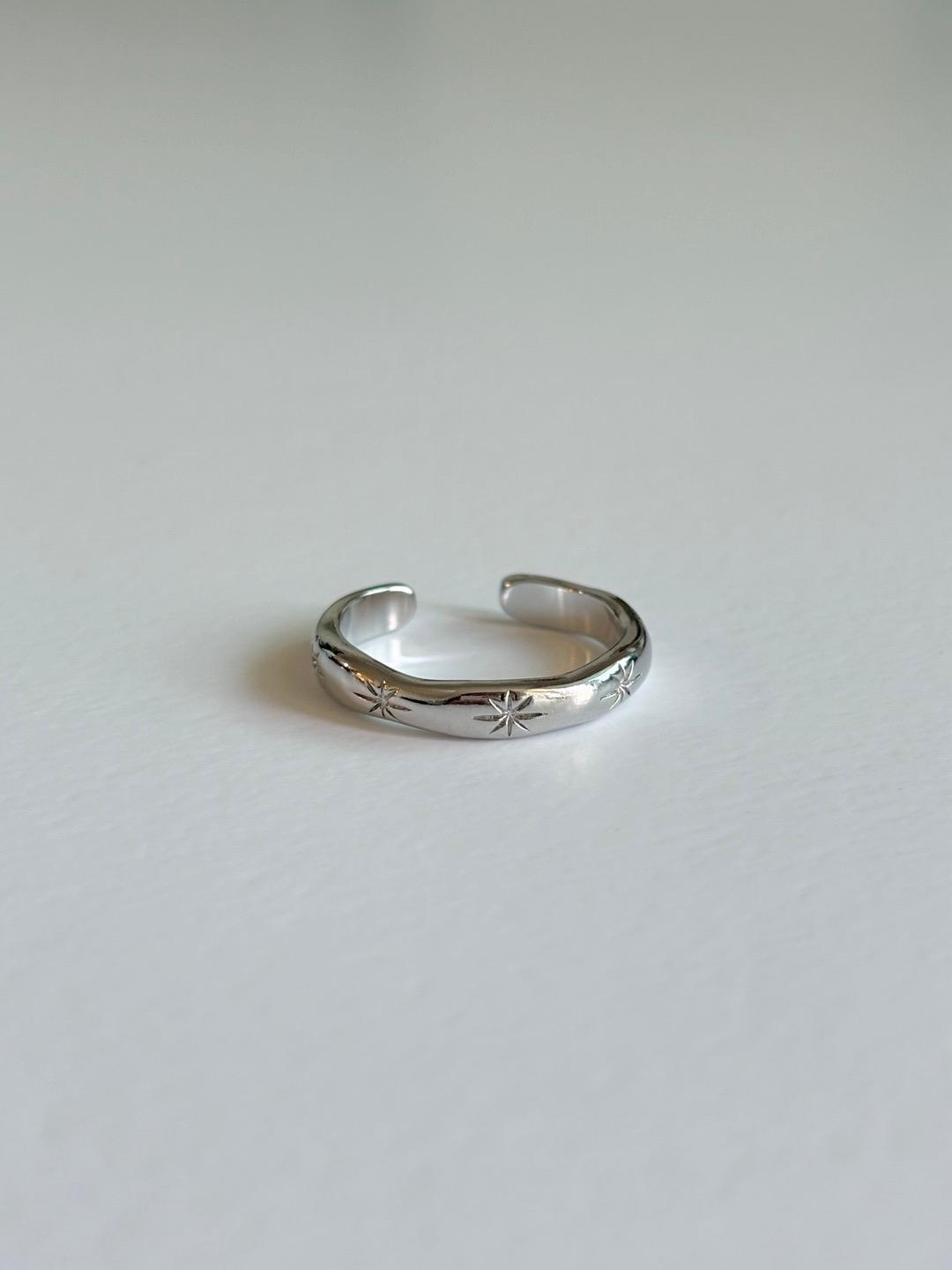 뮤징 [made] 섬광 각인 볼드 웨이브 오픈 링 반지