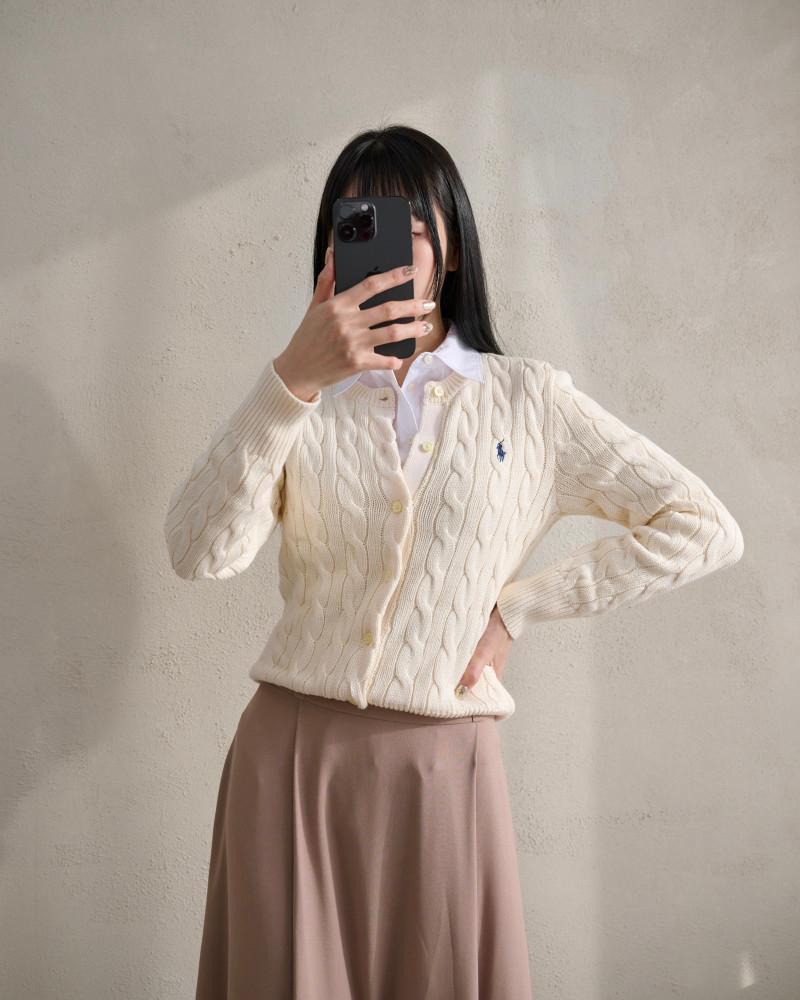 폴로 랄프로렌 여성 케이블 니트 꽈배기 가디건