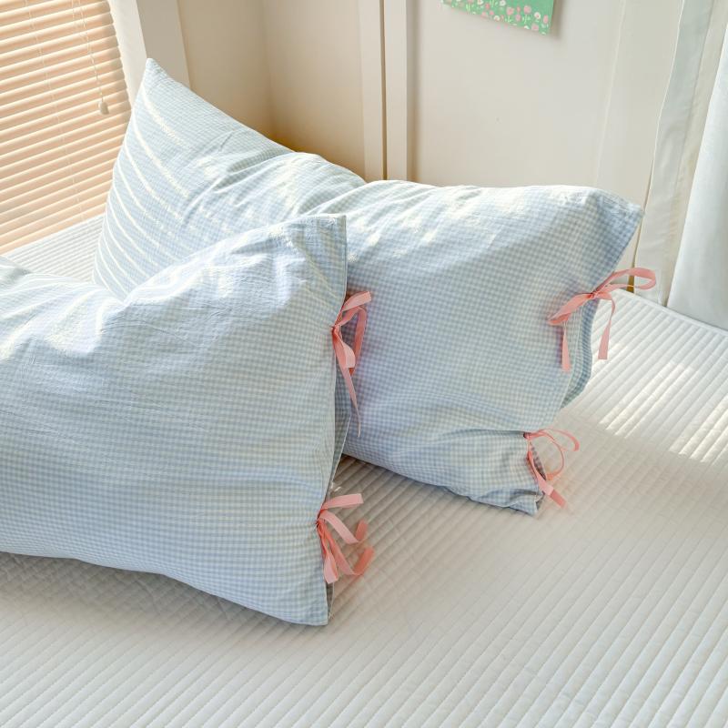 모던 블루 스트라이프 리본 침구커버 베개커버 5종 A