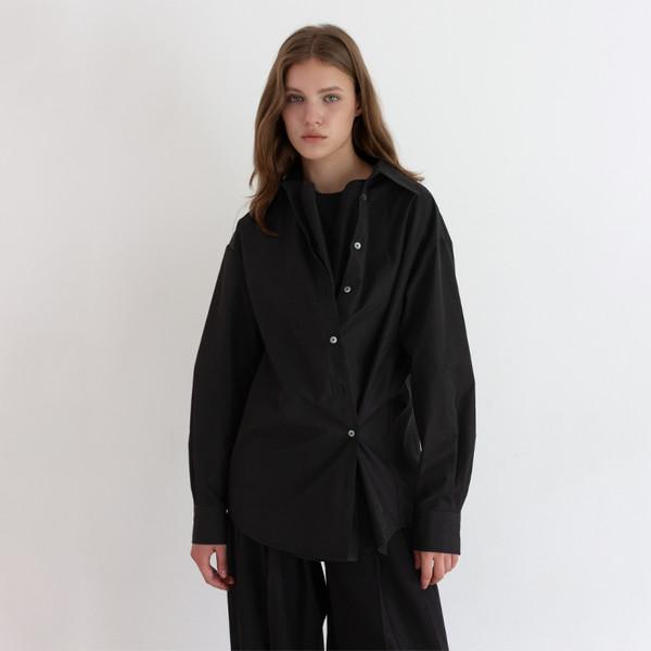 Cowl Neck Shirt_Black_카울 넥 셔츠