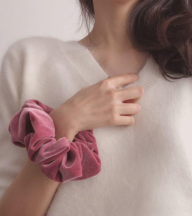 [국내제작] 풍성 드레시 벨벳 스크런치 곱창끈