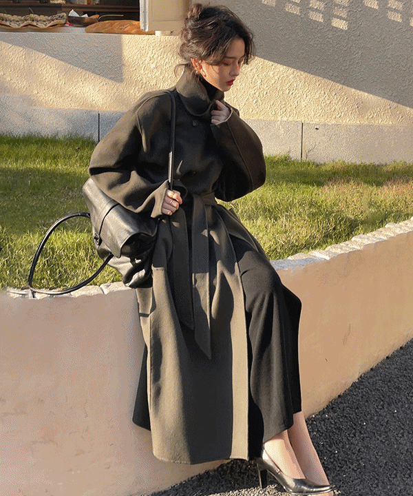 [Handmade Wool100%] 올트 하이넥 루즈핏 울100 핸드메이드 롱코트
