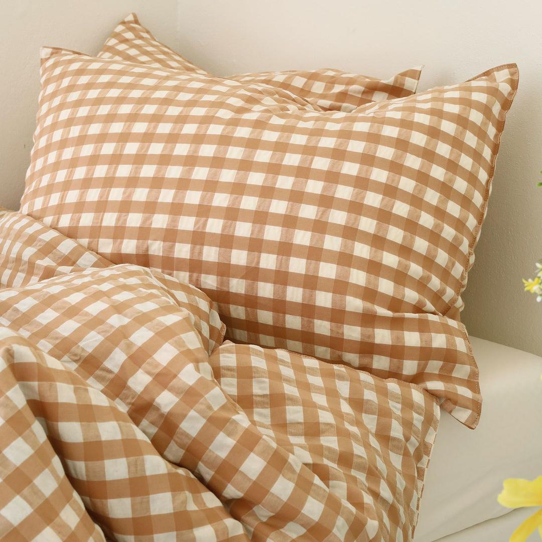 심플리 체크 시어서커 침구(오렌베이지)(S/SS/Q/K)