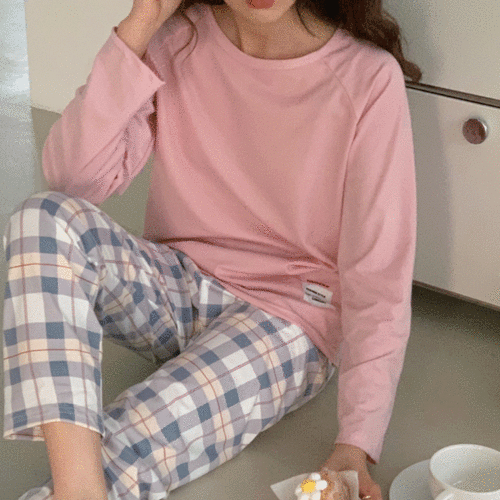 포포 라운드 체크 홈웨어 상하세트 no.1172