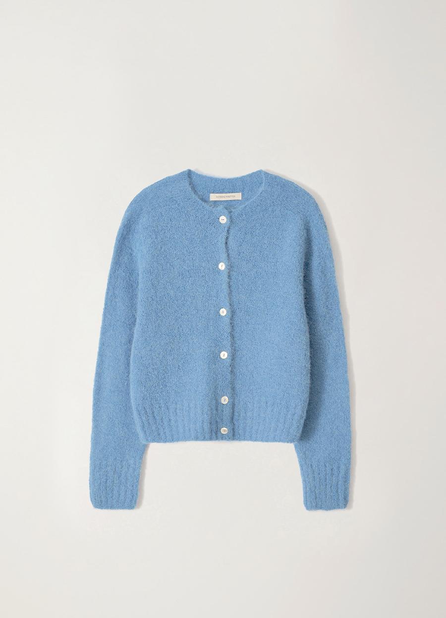 Alpaca knit cardigan (Baby blue)