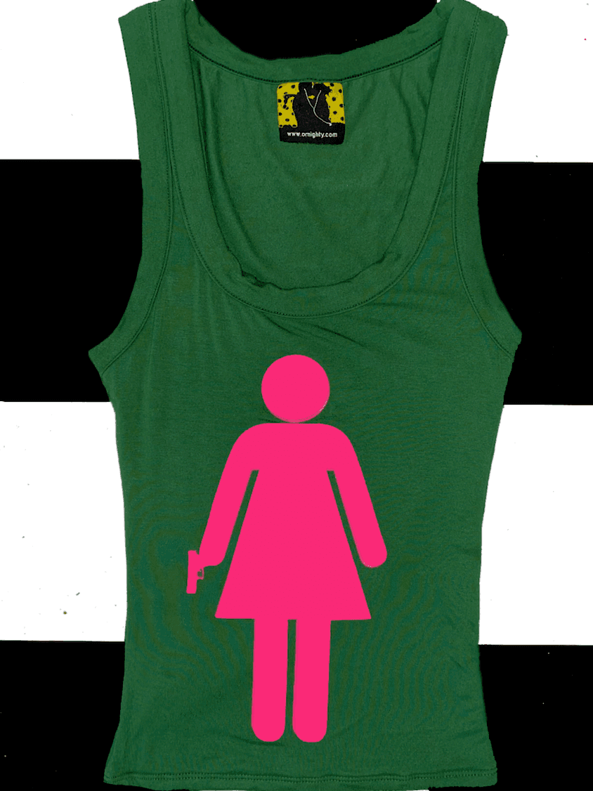 GIRL WITH A GUN IN GREEN