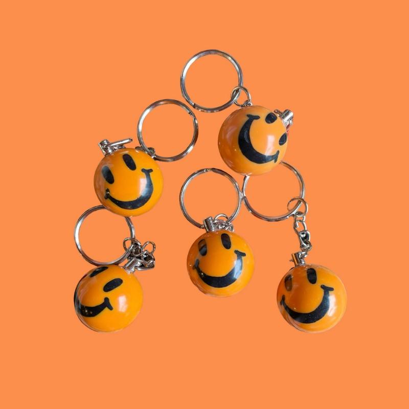 Happy Face Ball Keychains