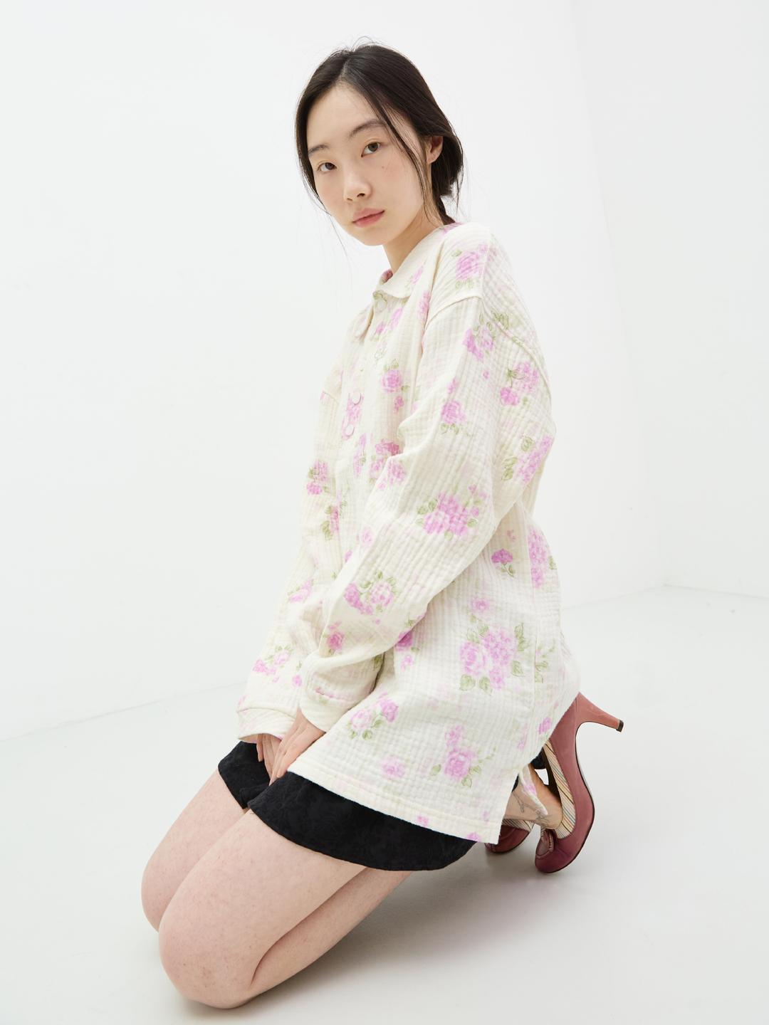 TULIP COLLAR OVERSIZED SHIRTS GRANDMA'S ROSE