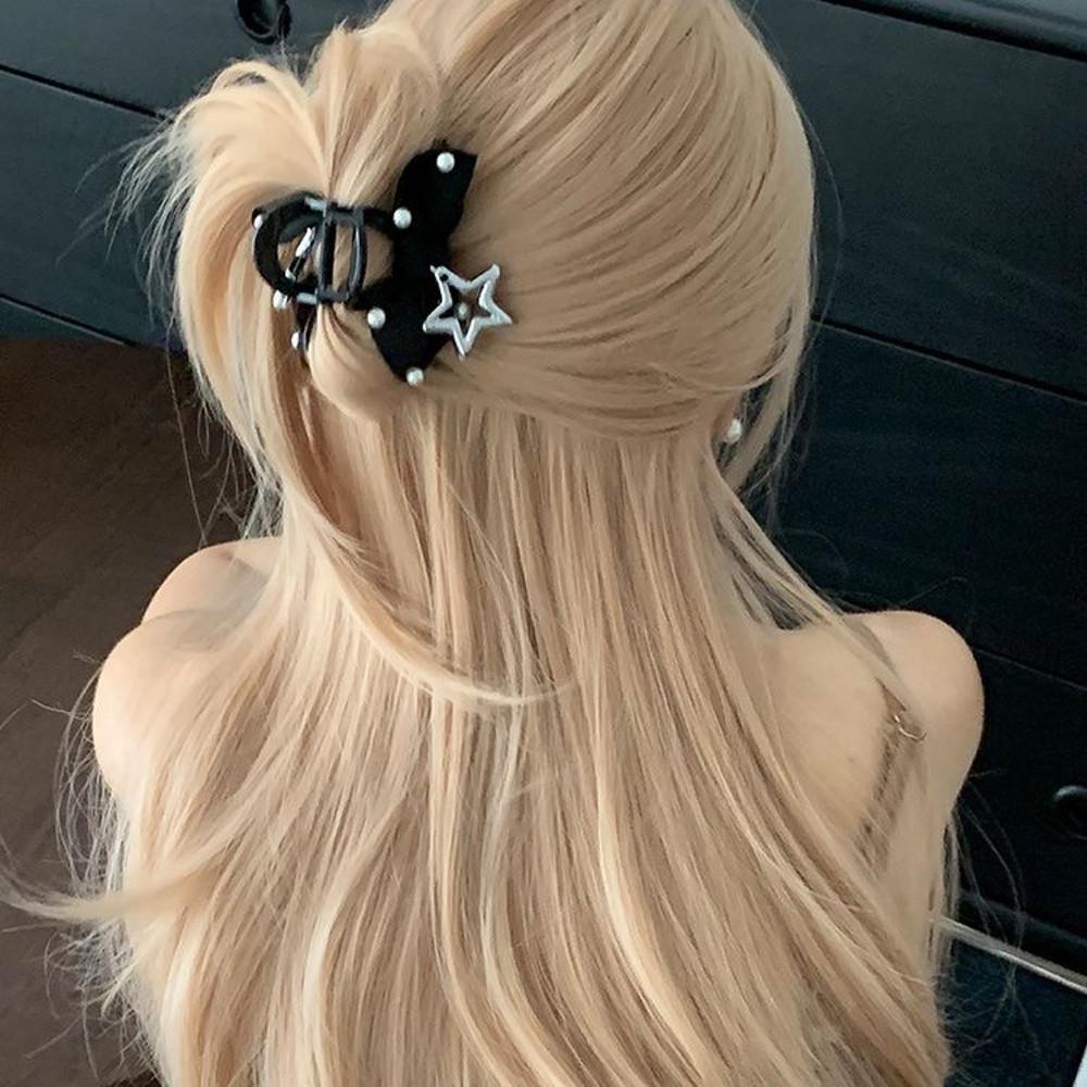 헤르츠룸 Ribbon star mini hair pin 별 리본 블랙 실버 머리집게 집게머리 반묶음