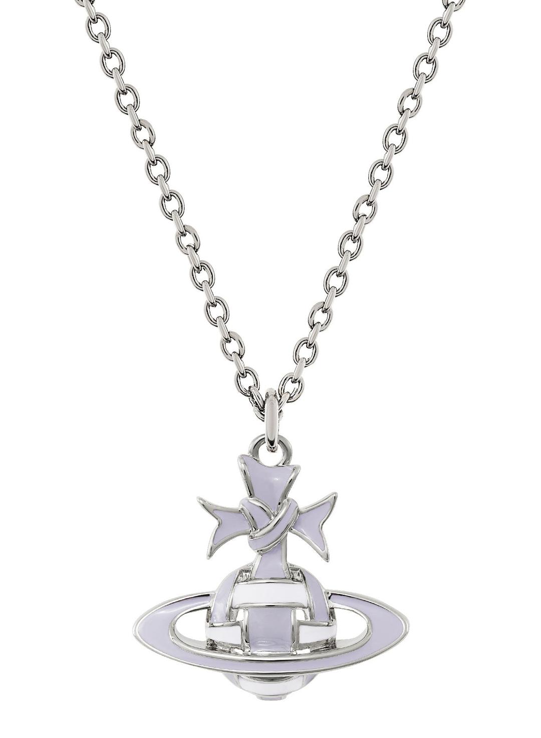 Ribbon Bas Relief Pendant - Silver/Sky Blue - 630203FJ-02P599