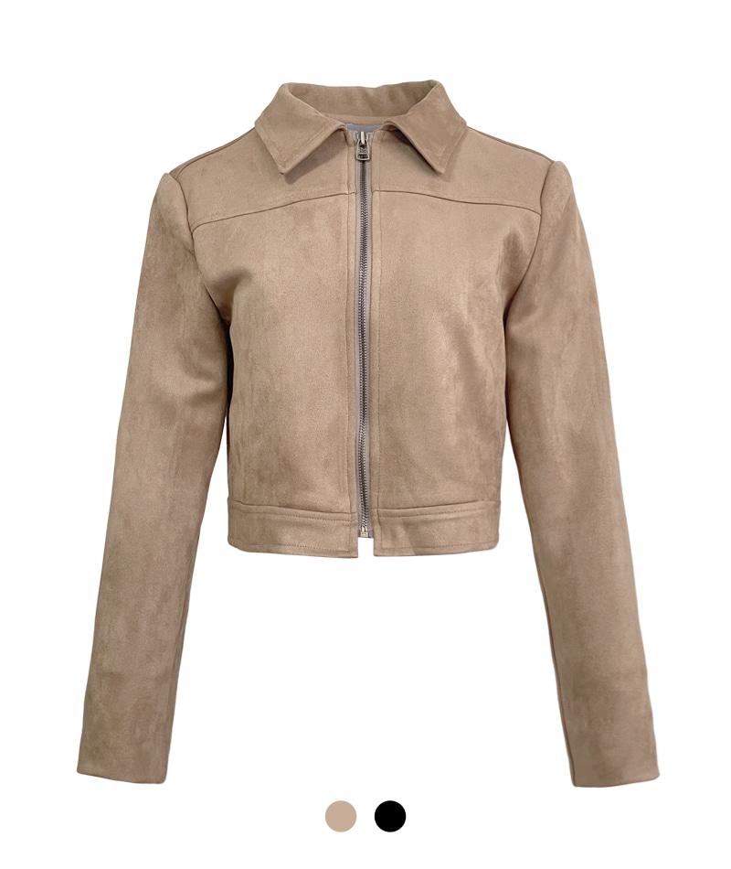 스웨이드 카라 집업 자켓