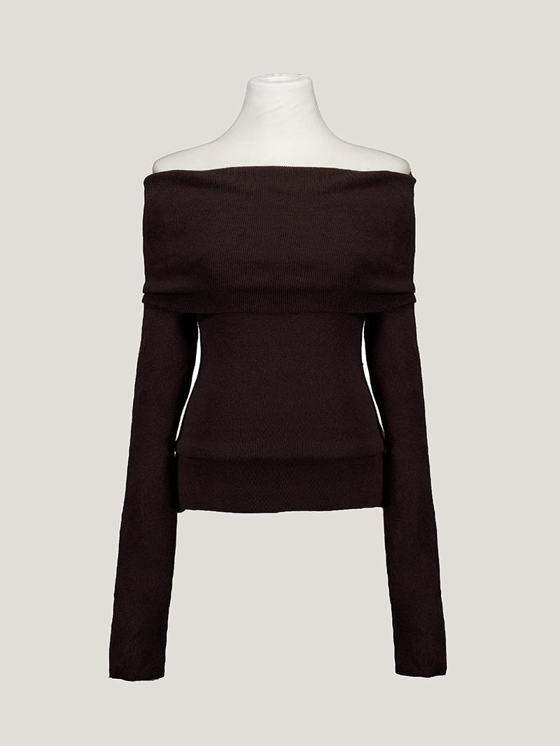 [반티아250] 캐시미어 울 오프숄더 니트 탑