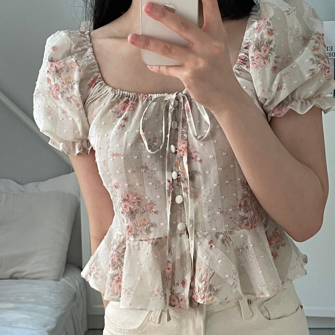 (ping's made♡) antique flower blouse