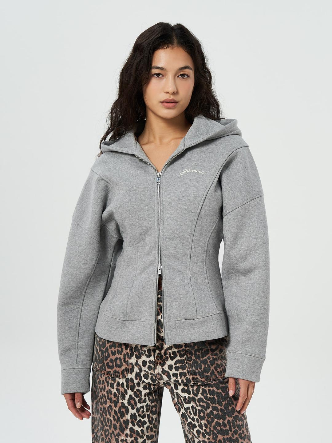 Heavy Fleece Zip Hoodie - Light Grey