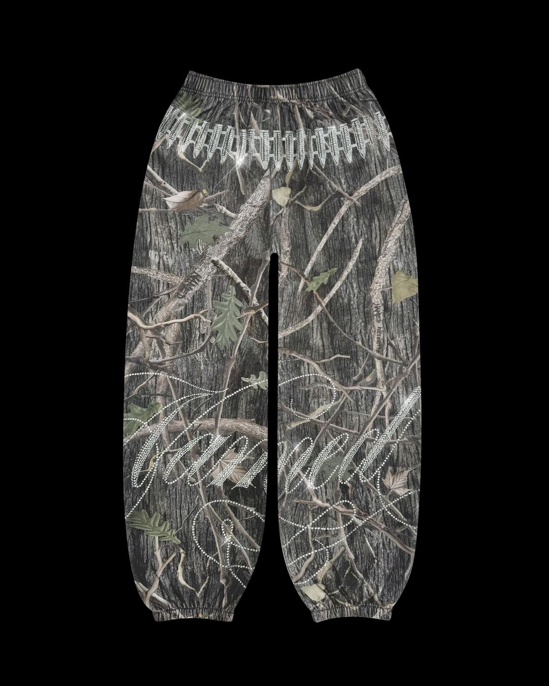 ENEMY RHINESTONE SWEATPANTS TREE CAMO - XS