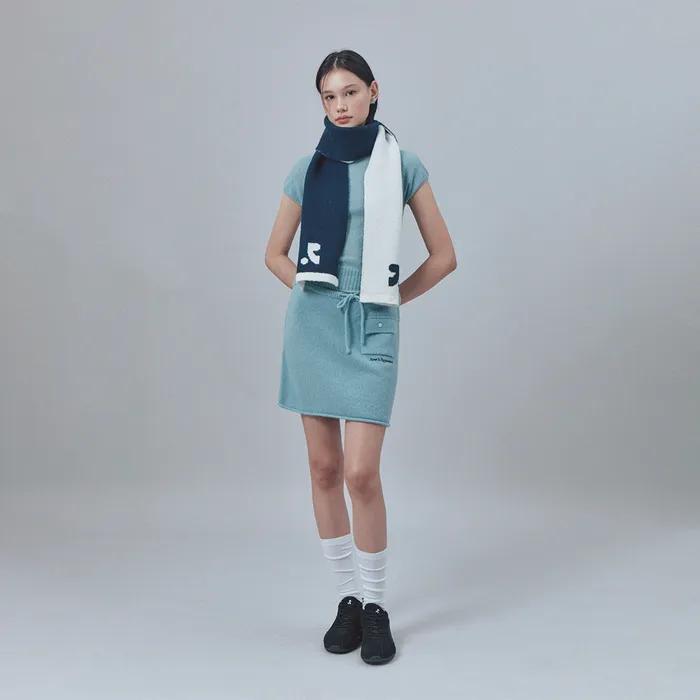 LOGO KNIT MUFFLER (NAVY)