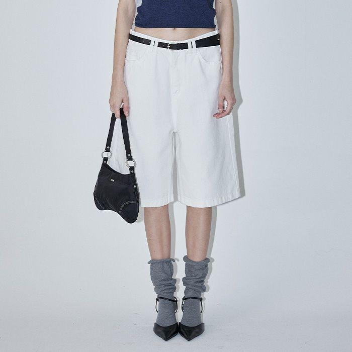FLAP BERMUDA PANTS - WHITE / GREY