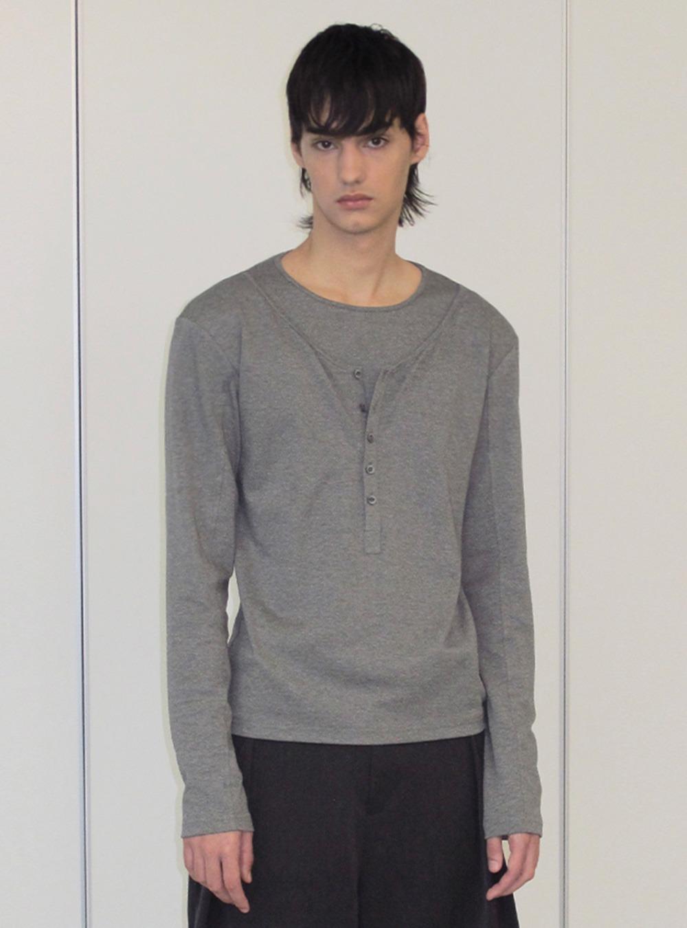 [ANTERIOR LOVED] Grey Layered Long-Sleeve Top