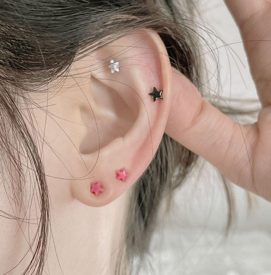 우셀 Mete 미니 별 페이크 피어싱 귀걸이 자석 귀찌 (5color)