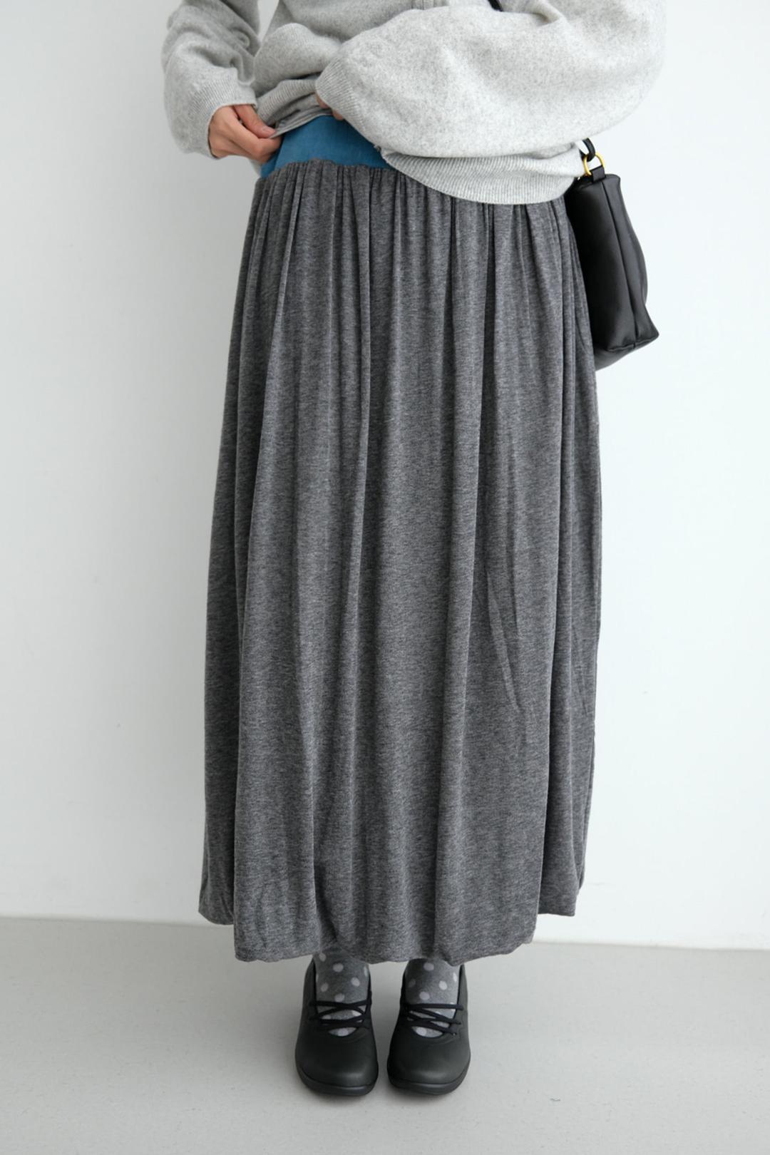 Volumed wool jersey skirt (2col)