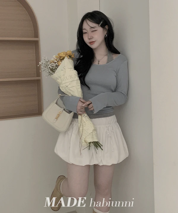 MADE #13133 데일리 소프트 쫀쫀스판 투웨이 유넥 무지 긴팔t : 5color