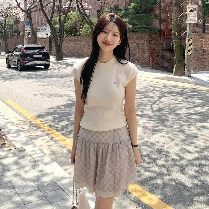 Balloon flare mini skirt - beige