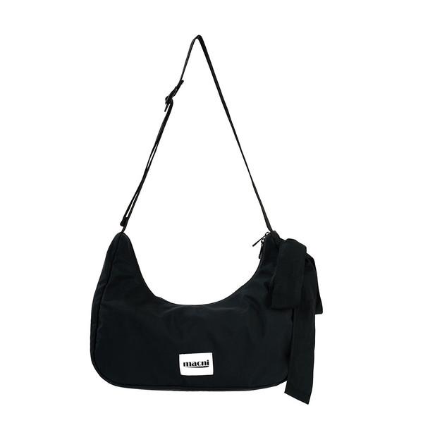 RIBBON CRESCENT CROSS BAG_BLACK