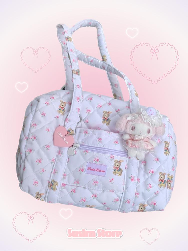 수심 Flower Boston Bag 플라워 보스턴 백 트래블백 더플백 숄더 잔꽃 러블리 여행 : 수심