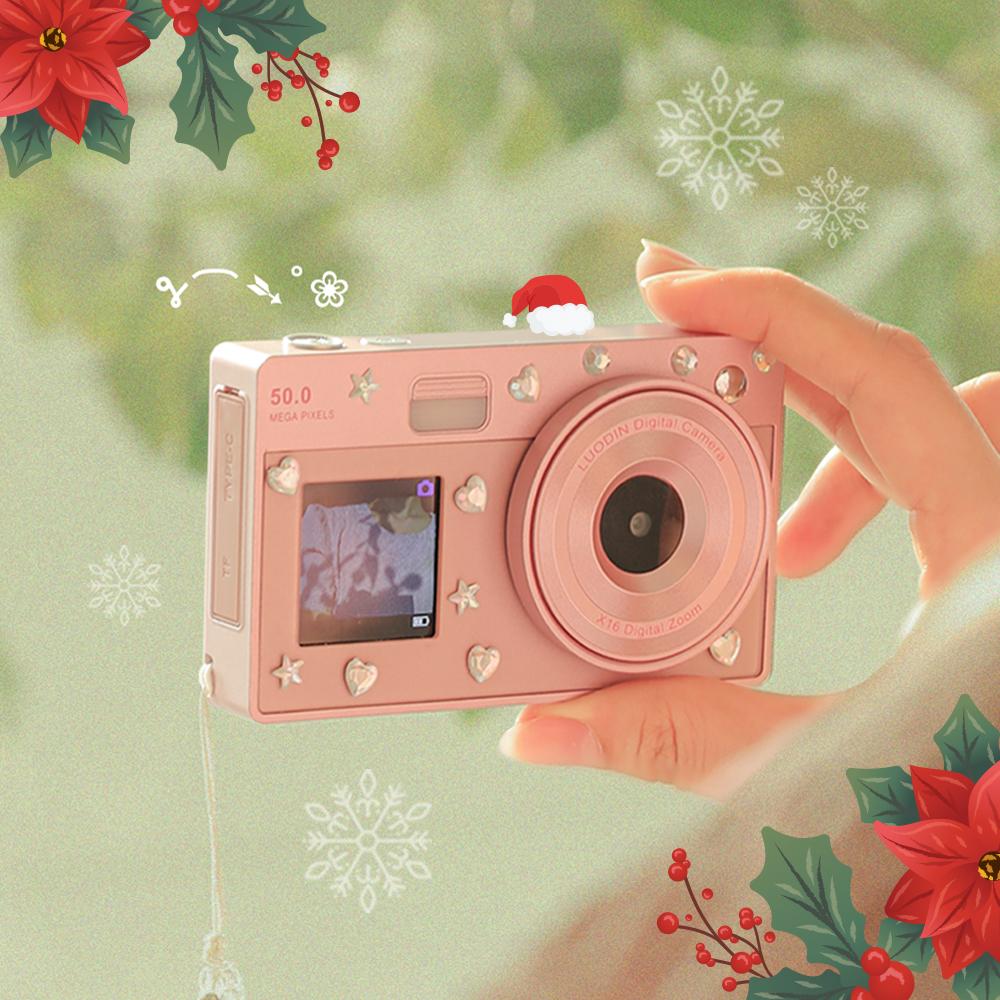 [단독] 루오딘 셀피 레트로 듀얼 디지털 카메라 / 비디오 카메라 (비즈스트랩+꾸미기 스티커+감사카드 증정) Luodin