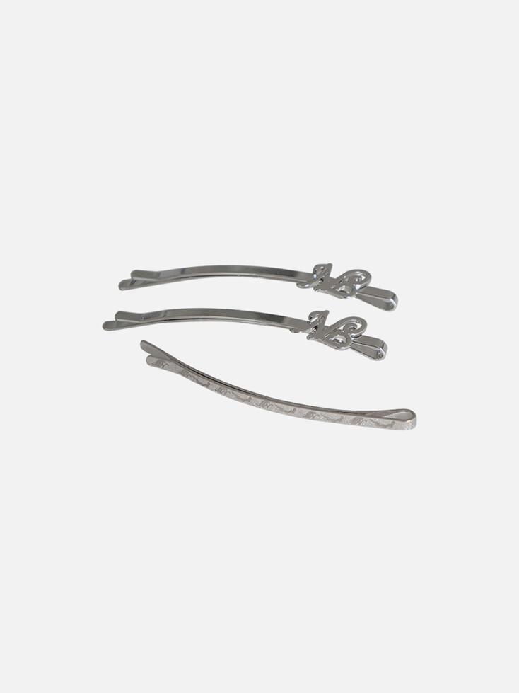 logo hair pin_silver