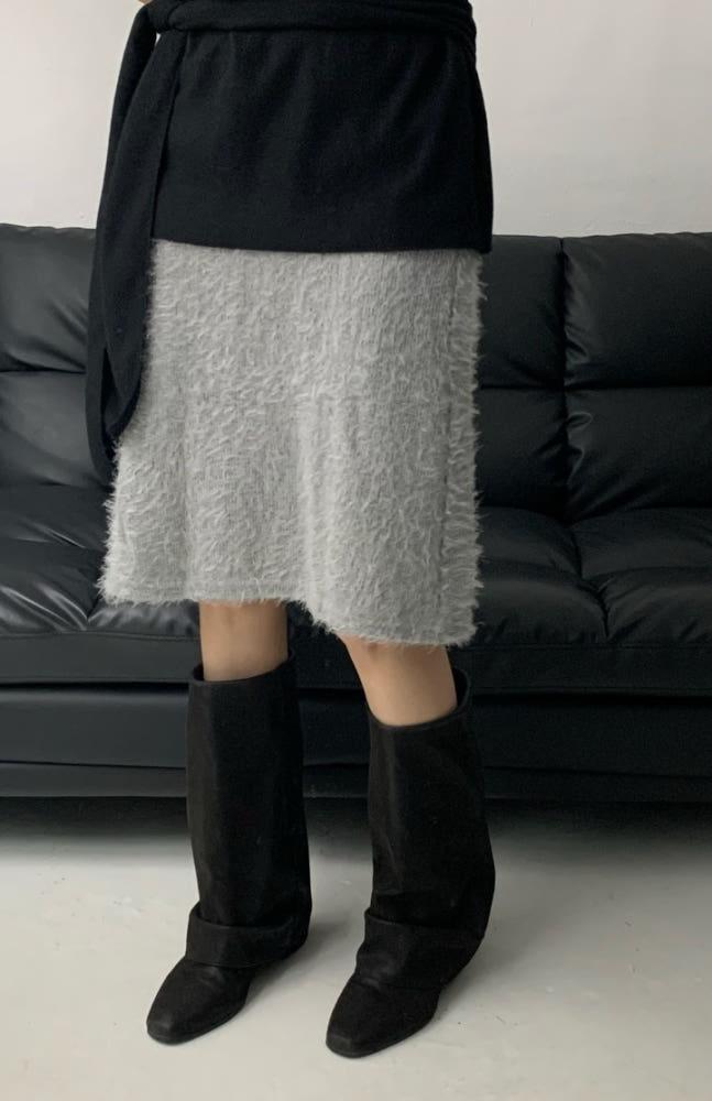 fur midi layered sk (2C)