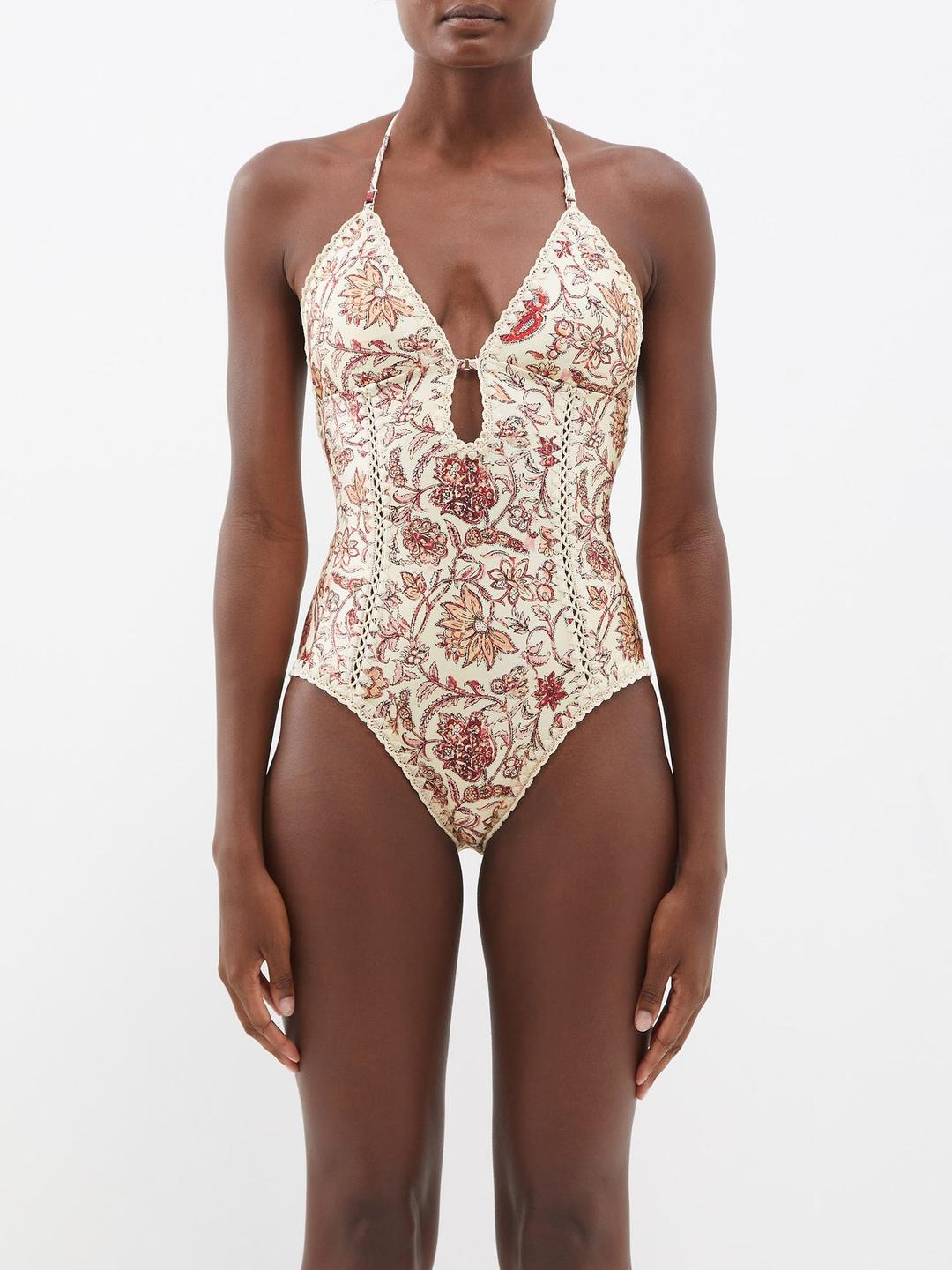Vitali keyhole floral-print swimsuit