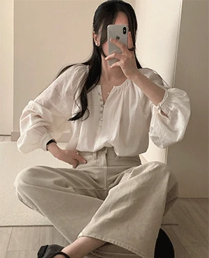 shirring button blouse (2color)