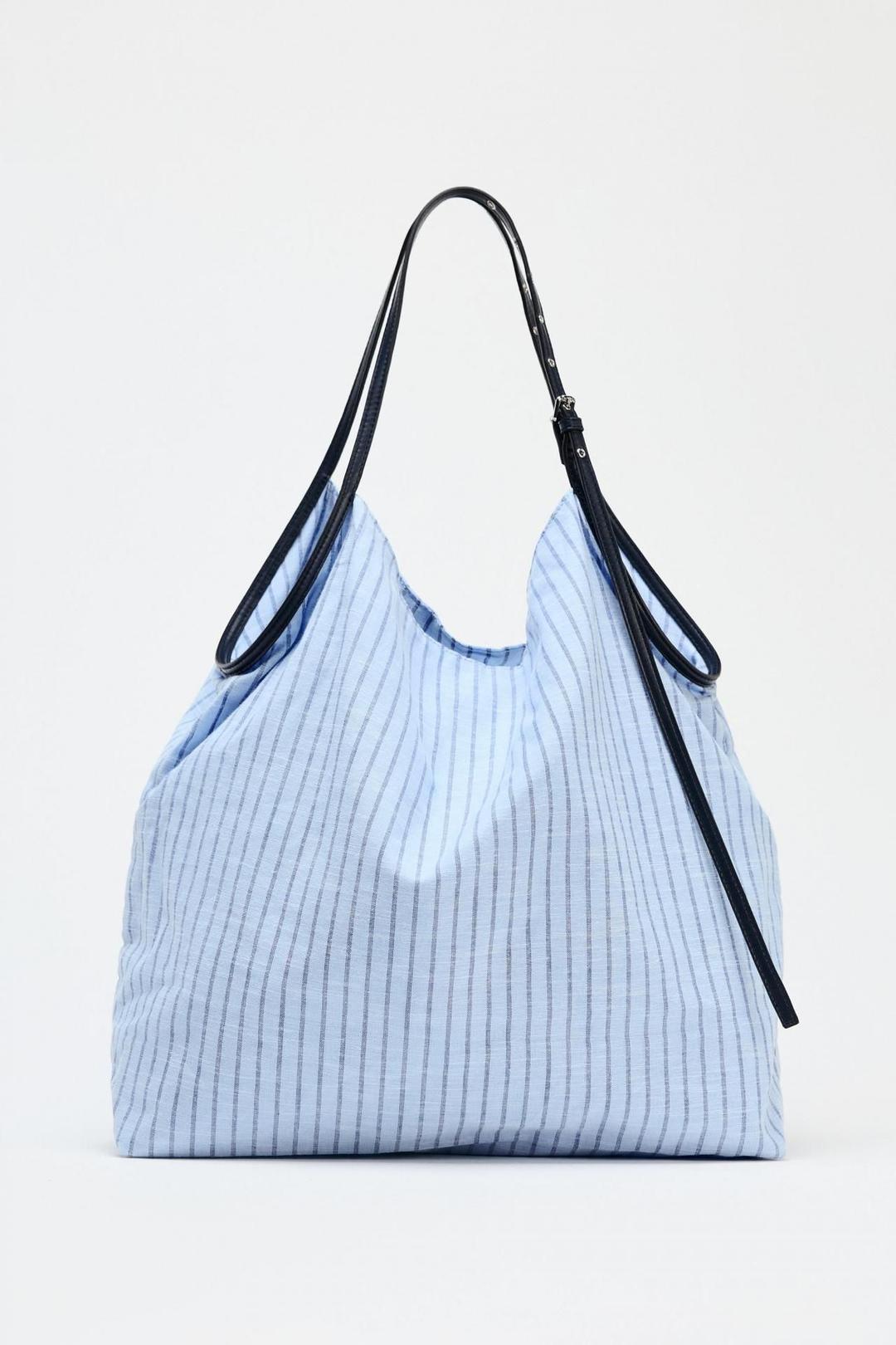 스페인샵 자라 스트라이프 패브릭 토트백 6001/610 BLUE