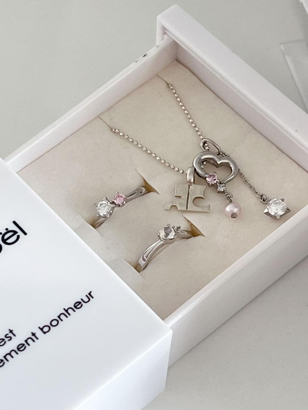 courreges / 꾸레쥬 실버925 목걸이 + 반지2ps 세트  | 후루츠패밀리