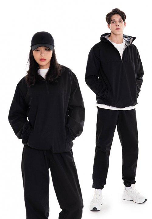 지투 반지퍼 블랙 다이어트 땀복 상의