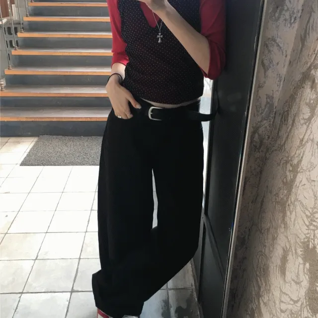 블랙 로우 와이드 데님