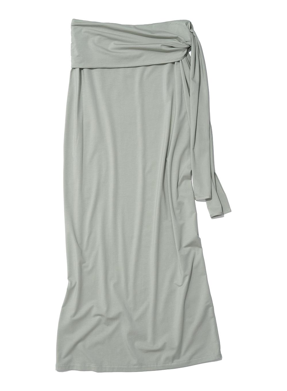 [WOMEN] PWC BOW-TIE WAIST JERSEY MAXI SKIRT_DUSTY MINT