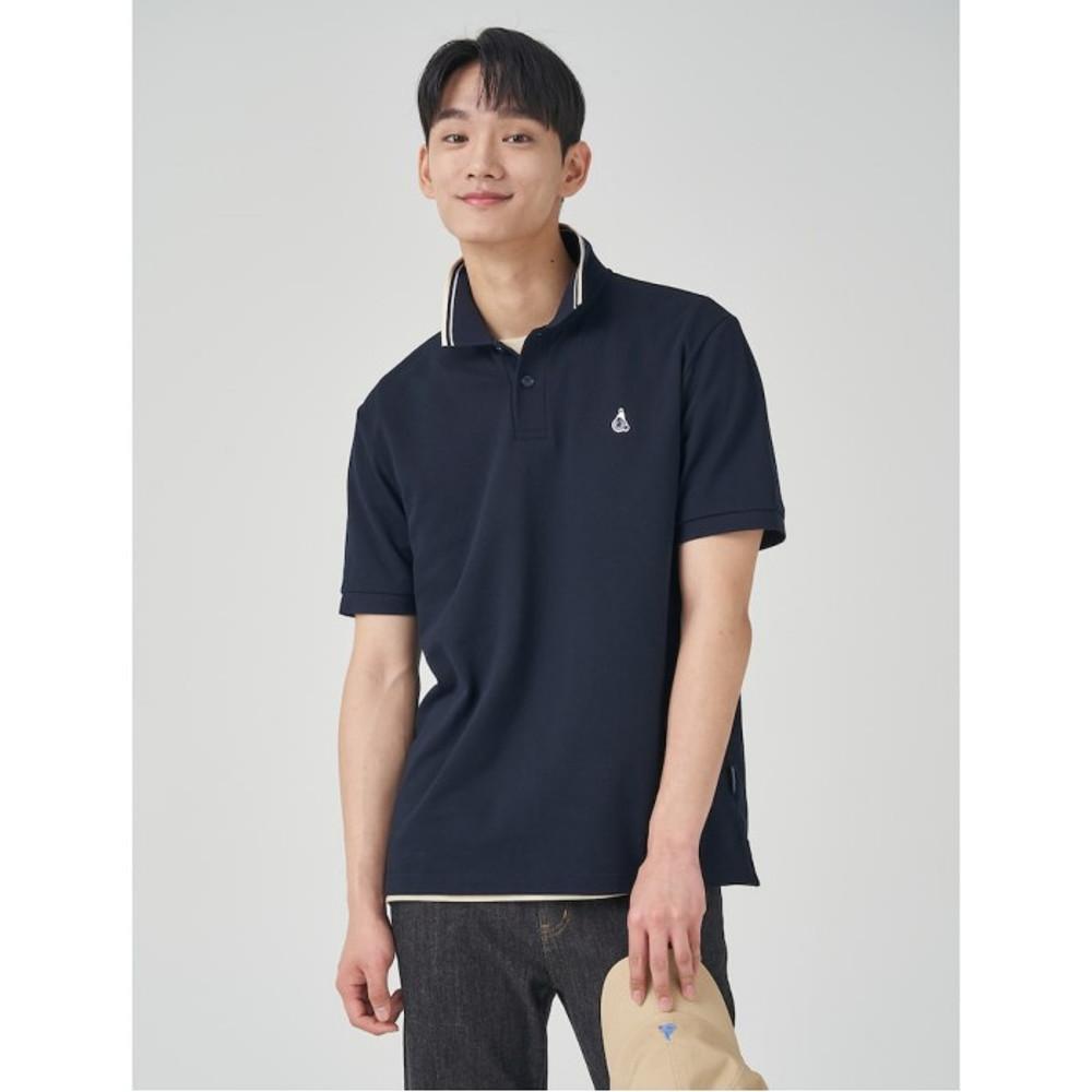 [빈폴멘] [B-Cycle] 남녀공용 칼라 배색 티셔츠 - 네이비 (BC3342C22R)